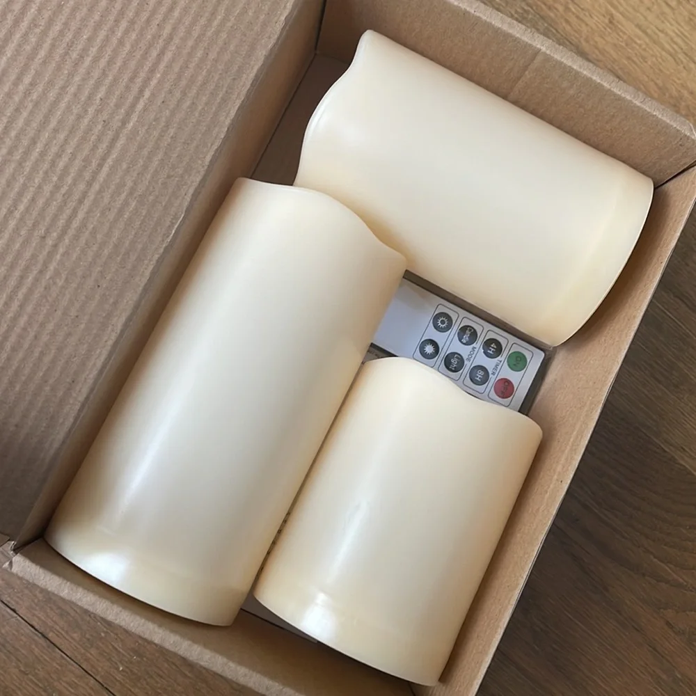 Set of three frameless battery operated candles | remote control | NEW